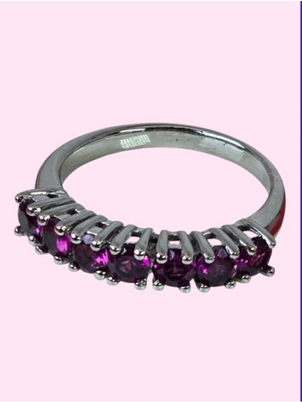 925 Sterling Silver Ring‎ with Natural Rhodolite Garnet 3.5mm
